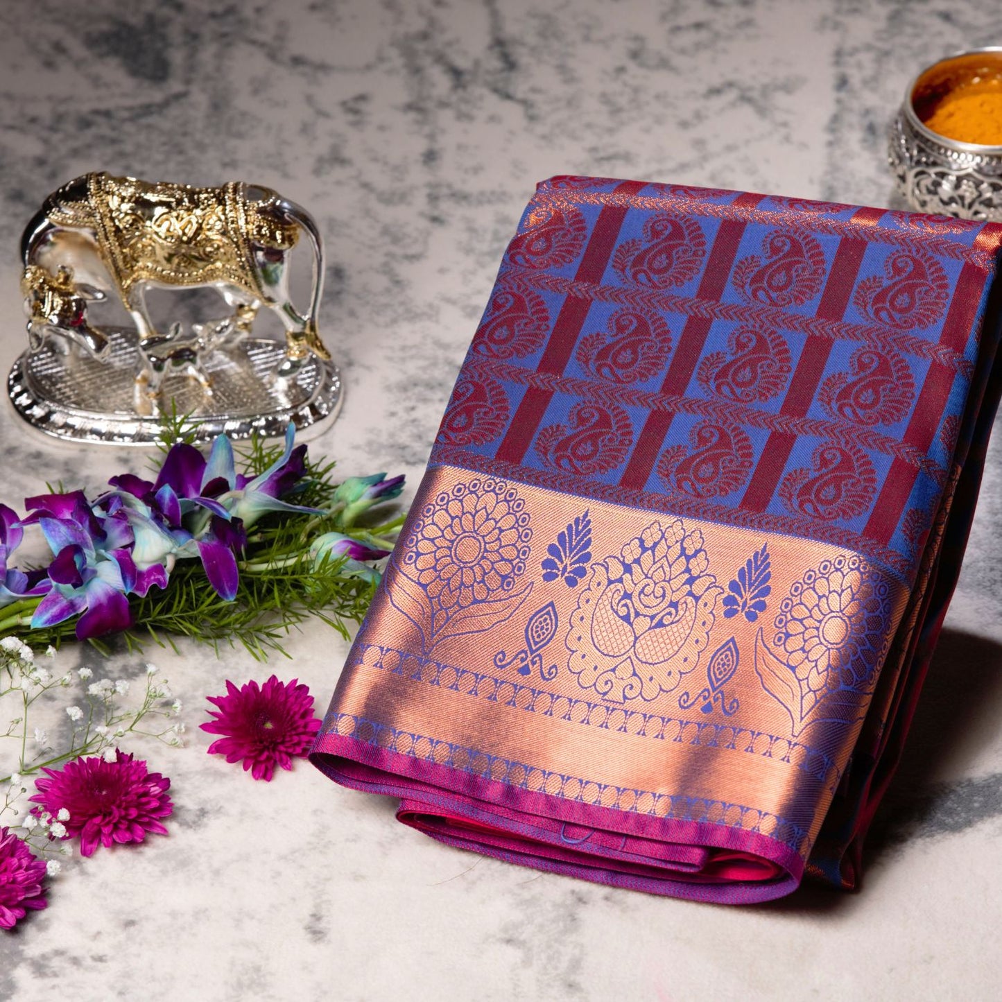 Kanchipuram Tissue Purple Silk Saree | KA10215