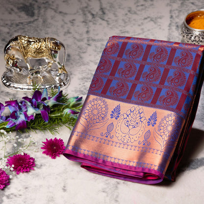Kanchipuram Tissue Purple Silk Saree | KA10215