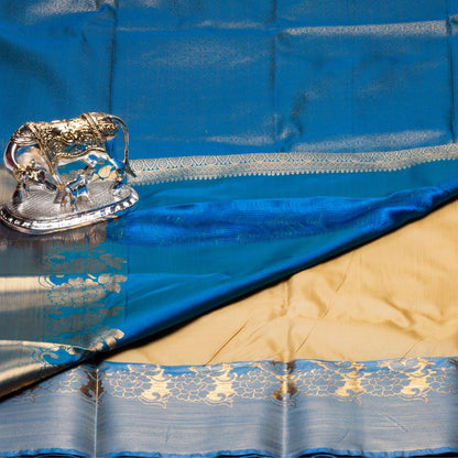 Kanchipuram Zary Cream Silk Saree | KA10198