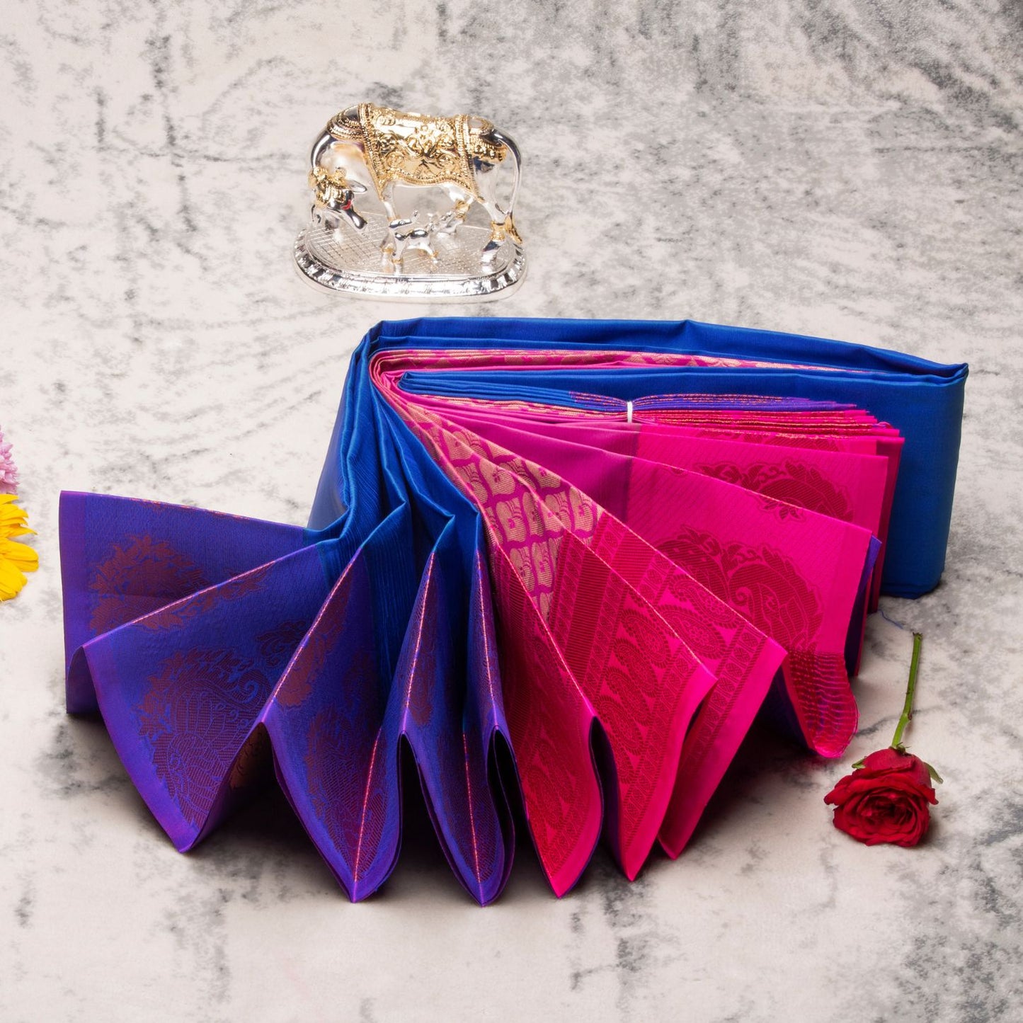 Kanchipuram Soft Silk Lite Persian Blue Silk Saree | KA10017