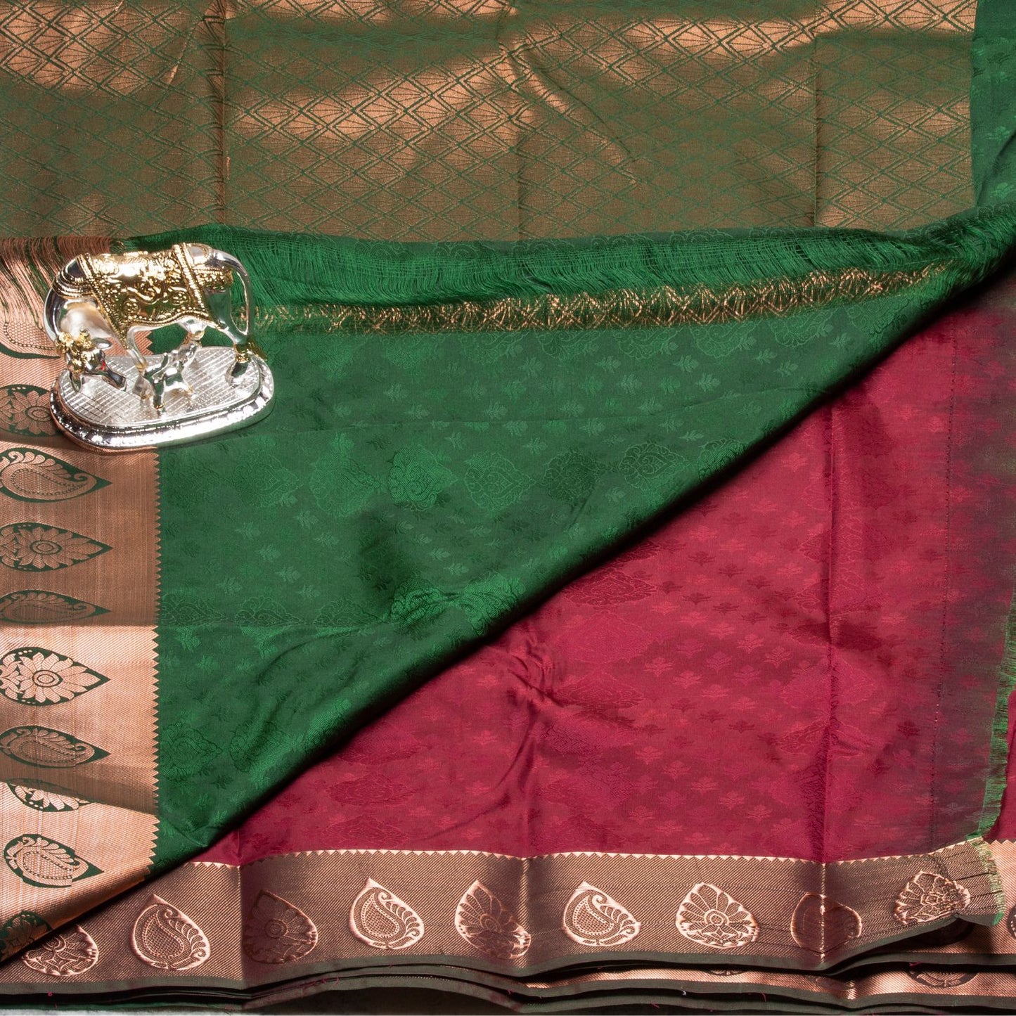Kanchipuram Cotton Wine Brown Silk Saree | KA10210