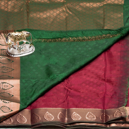 Kanchipuram Cotton Wine Brown Silk Saree | KA10210