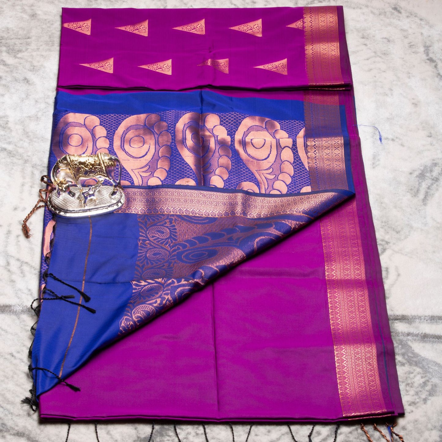 Kanchipuram Soft Thread Magenta Silk Saree | KA10053