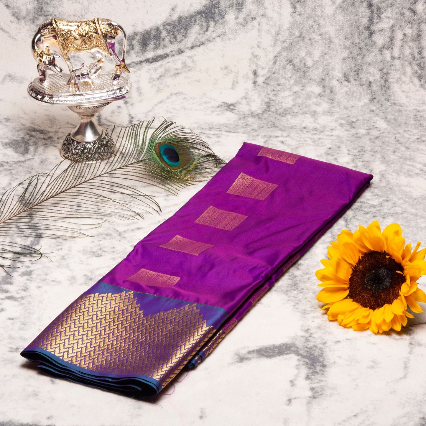 Kanchipuram Traditional Chinese Purple silk saree | KA10122