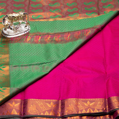 Kanchipuram Cotton Barbie Pink Silk Saree | KA10201