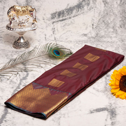 Kanchipuram Traditional Wine Silk Saree | KA10127