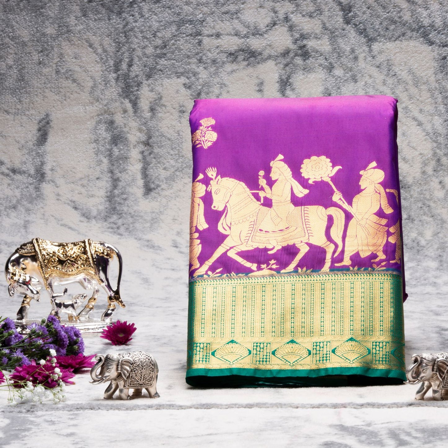 Kanchipuram Pure Silk Purple Cut Silk Saree| KA10167
