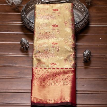 Kanchipuram Tissue Golden Silk Saree | KA10169