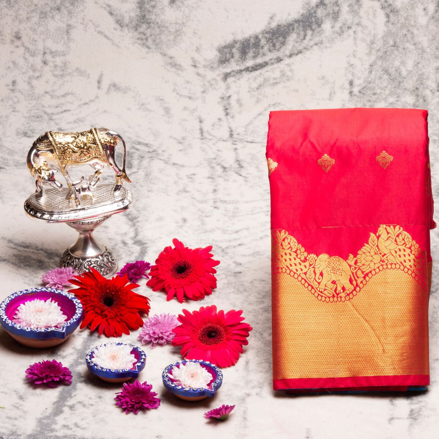 Kanchipuram Zary Red Silk Saree | KA10109