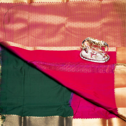 Kanchipuram Zary Hunter Green Silk Saree | KA10140