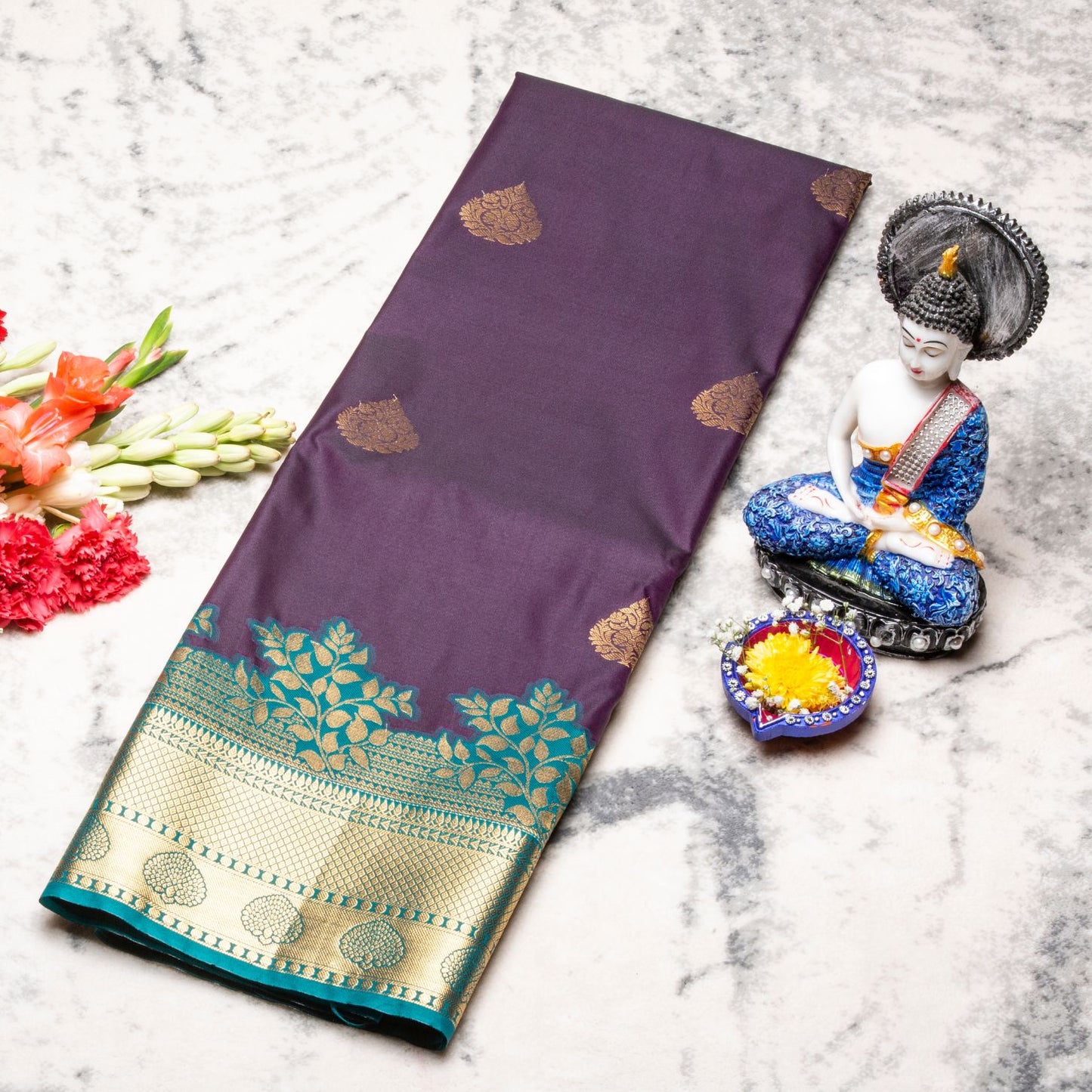 Kanchipuram Traditional Plum Silk Saree | KA10155