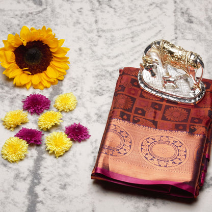 Kanchipuram Tissue Black Silk Saree | KA10217