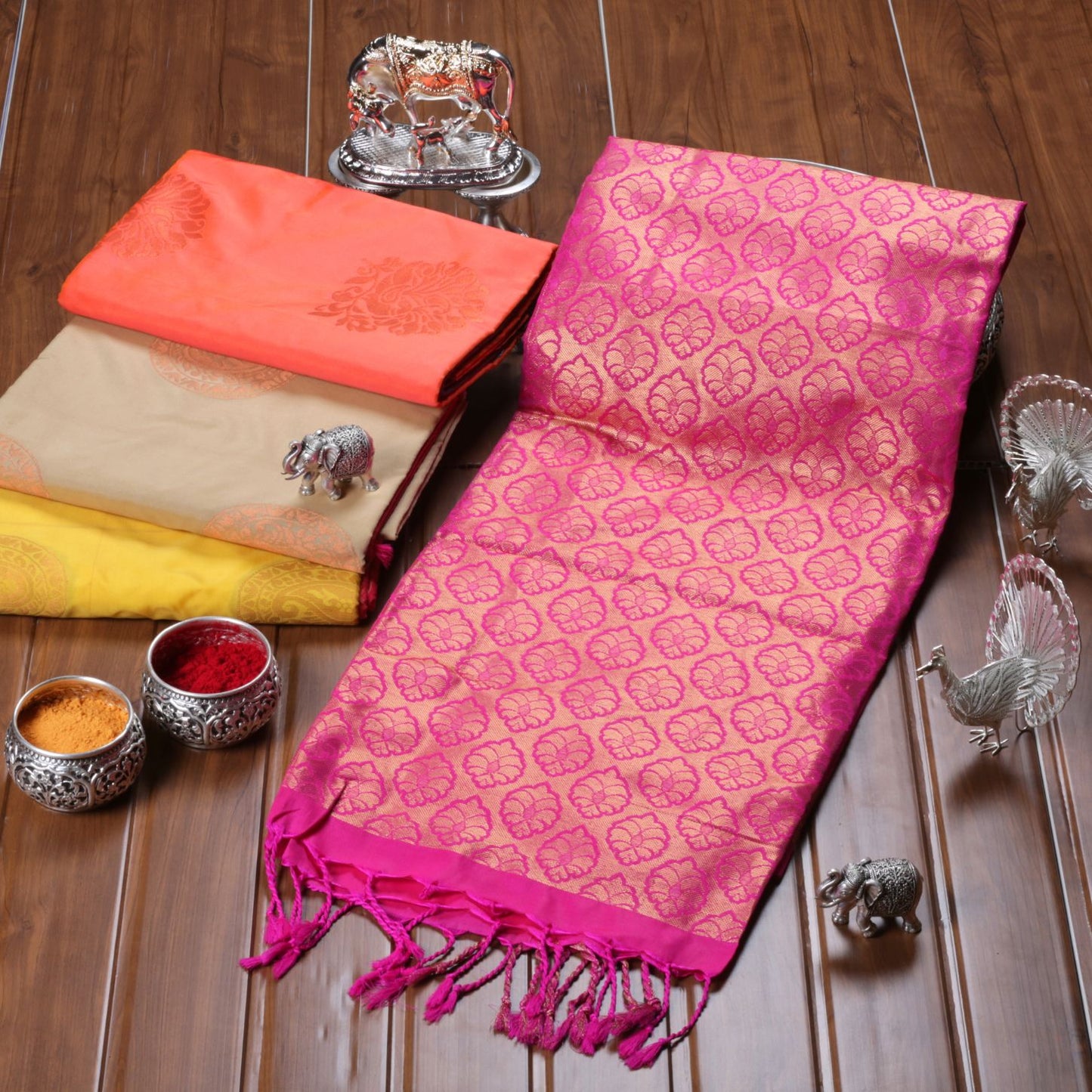 Kanchipuram Soft Rose Pink Silk Saree | KA10240