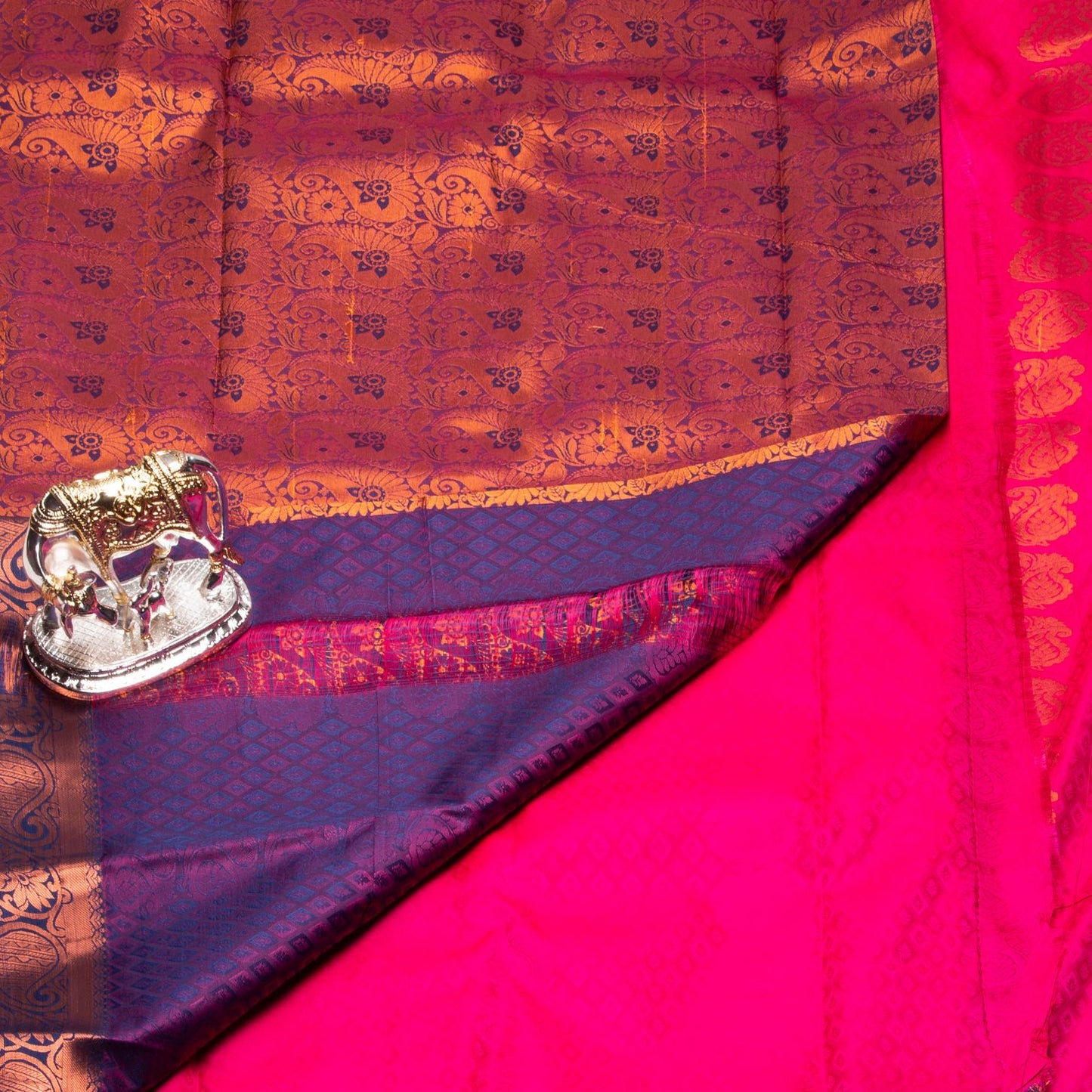 Kanchipuram Cotton Barbie Pink Silk Saree | KA10136