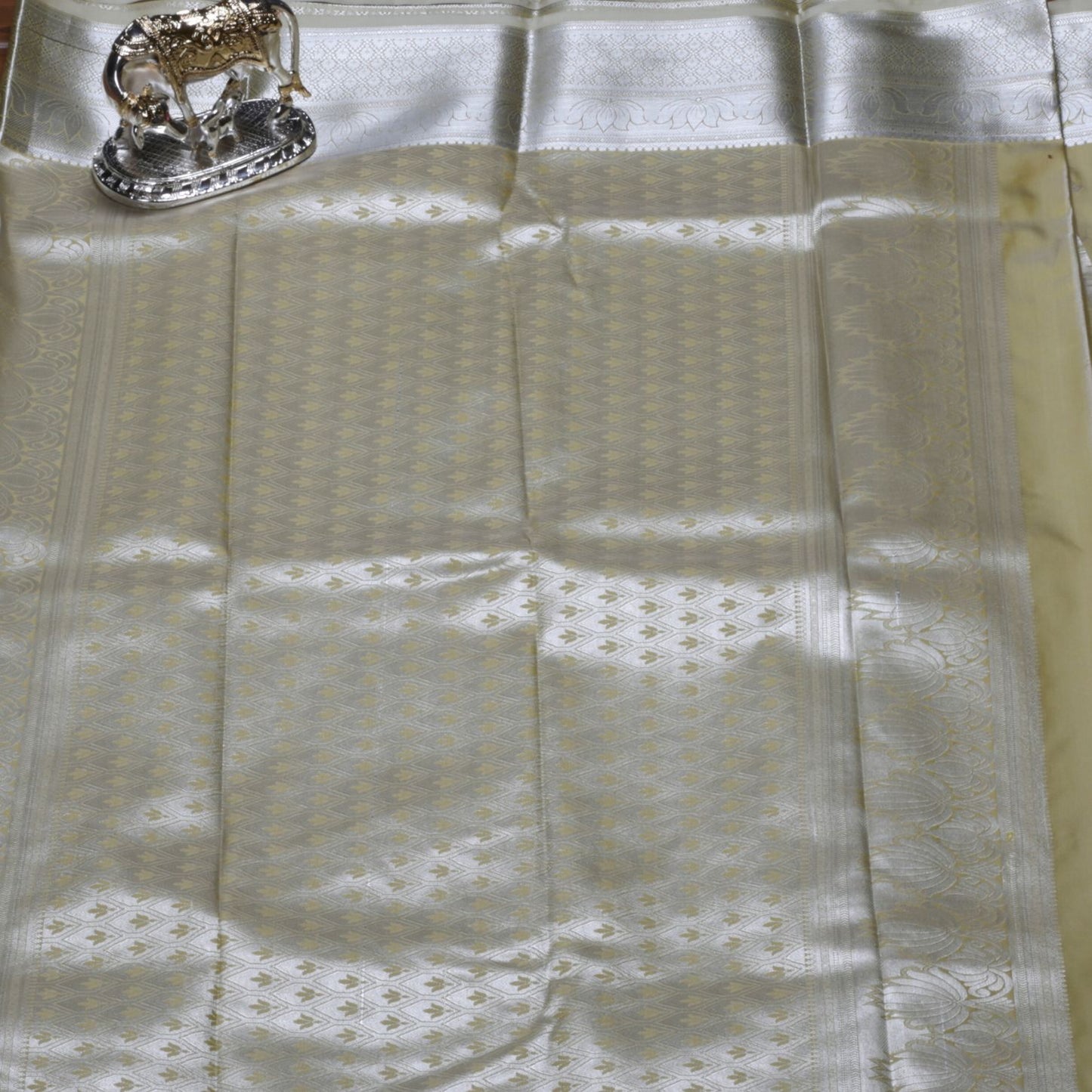 Silver Butta Light Golden Yellow Silk Saree | KA10056