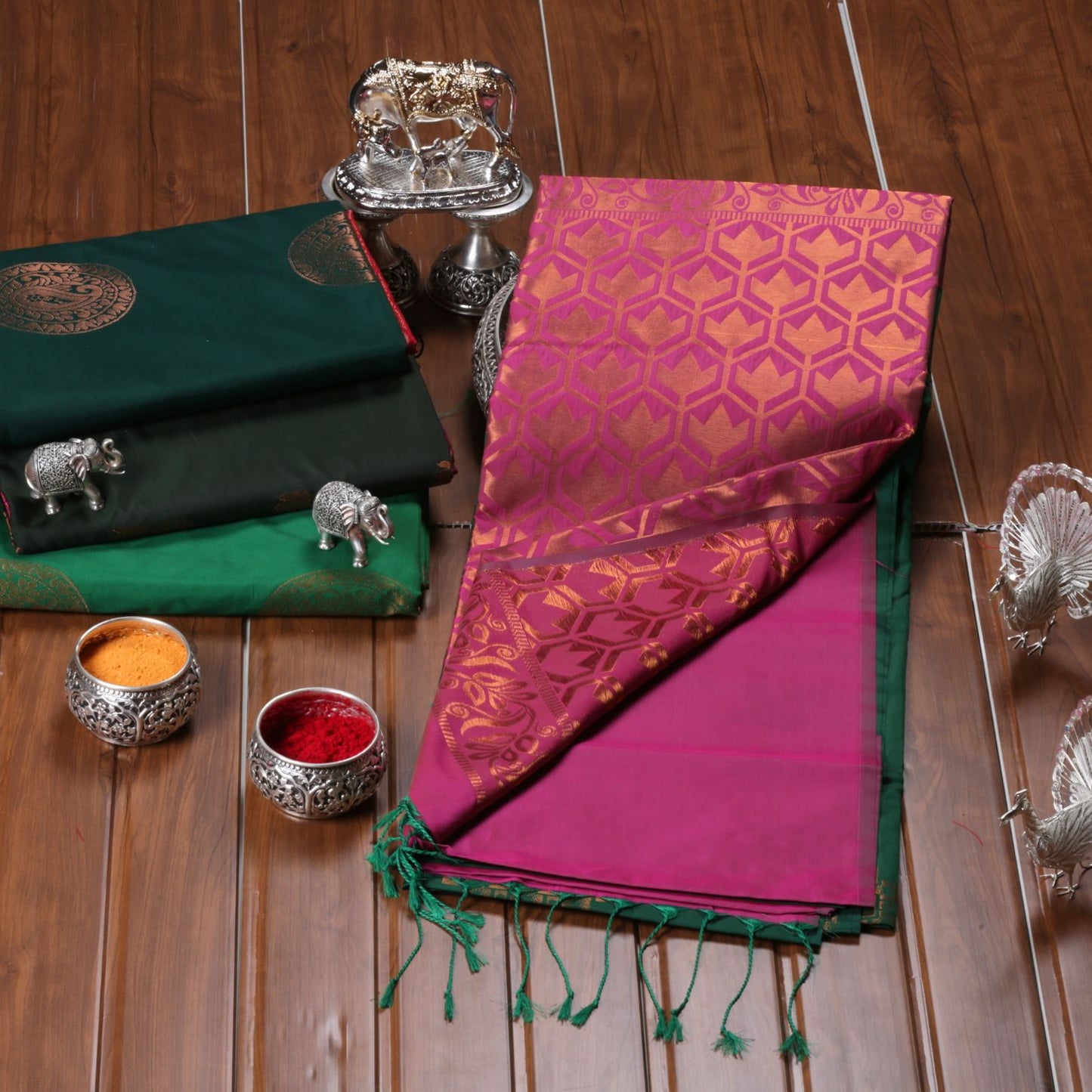 Kanchipuram Soft Green Silk Saree | KA10255
