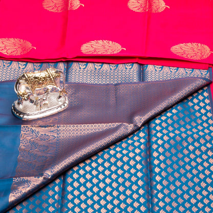 Kanchipuram Thread Raspberry Silk Saree | KA10036