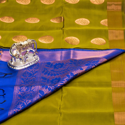 Kanchipuram Soft Thread Olive Silk Saree | KA10049