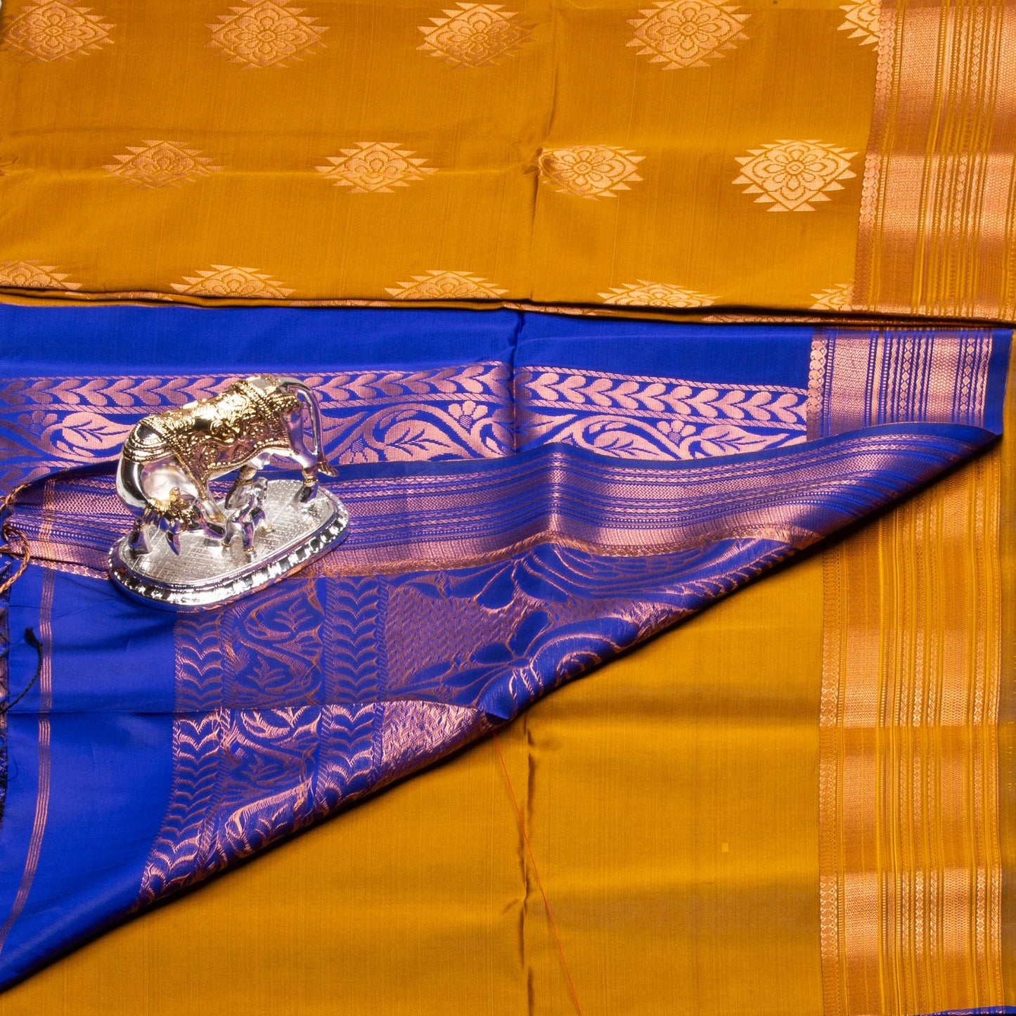 Kanchipuram Soft Thread Mustard Silk Saree | KA10041