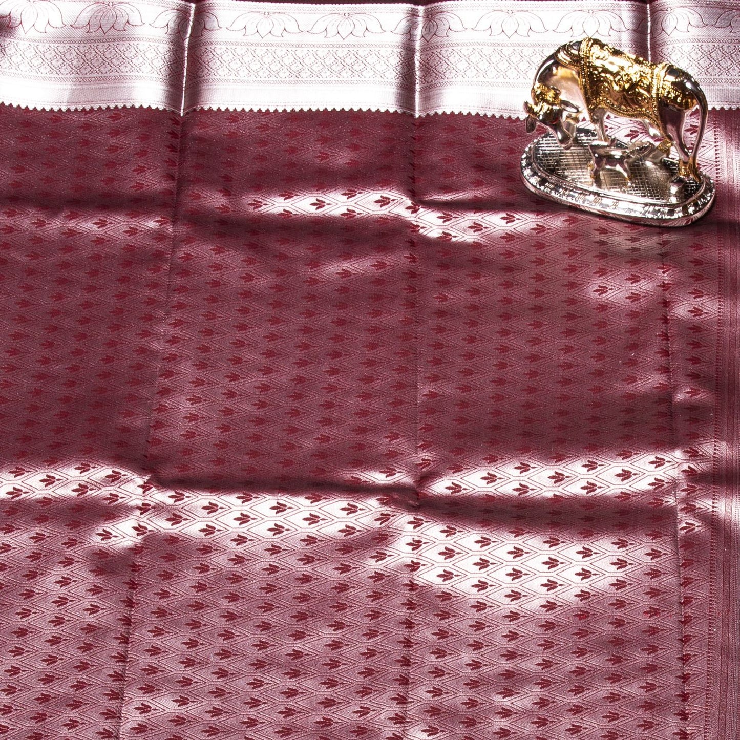 Silver Butta Maroon Silk Saree | KA10058