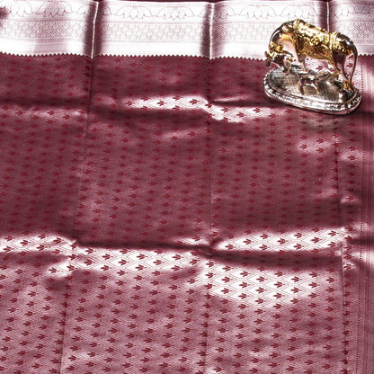 Silver Butta Maroon Silk Saree | KA10058