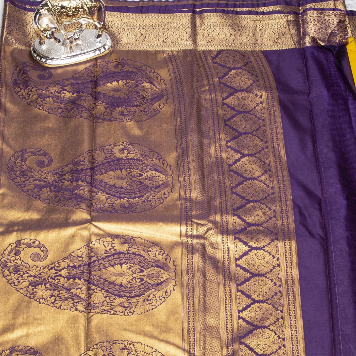 Kanchipuram Pure Guru Yellow Silk Saree | KA10148