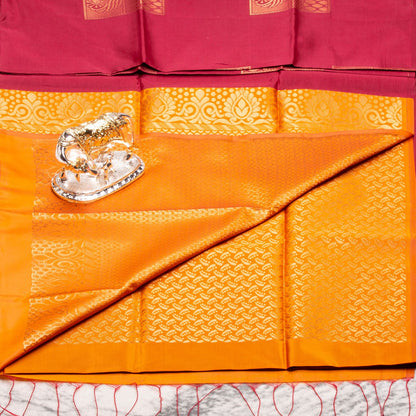 Kanchipuram Thread Red Plum Silk Saree | KA10028