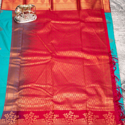 Kanchipuram Traditional Teal Silk Saree | KA10150