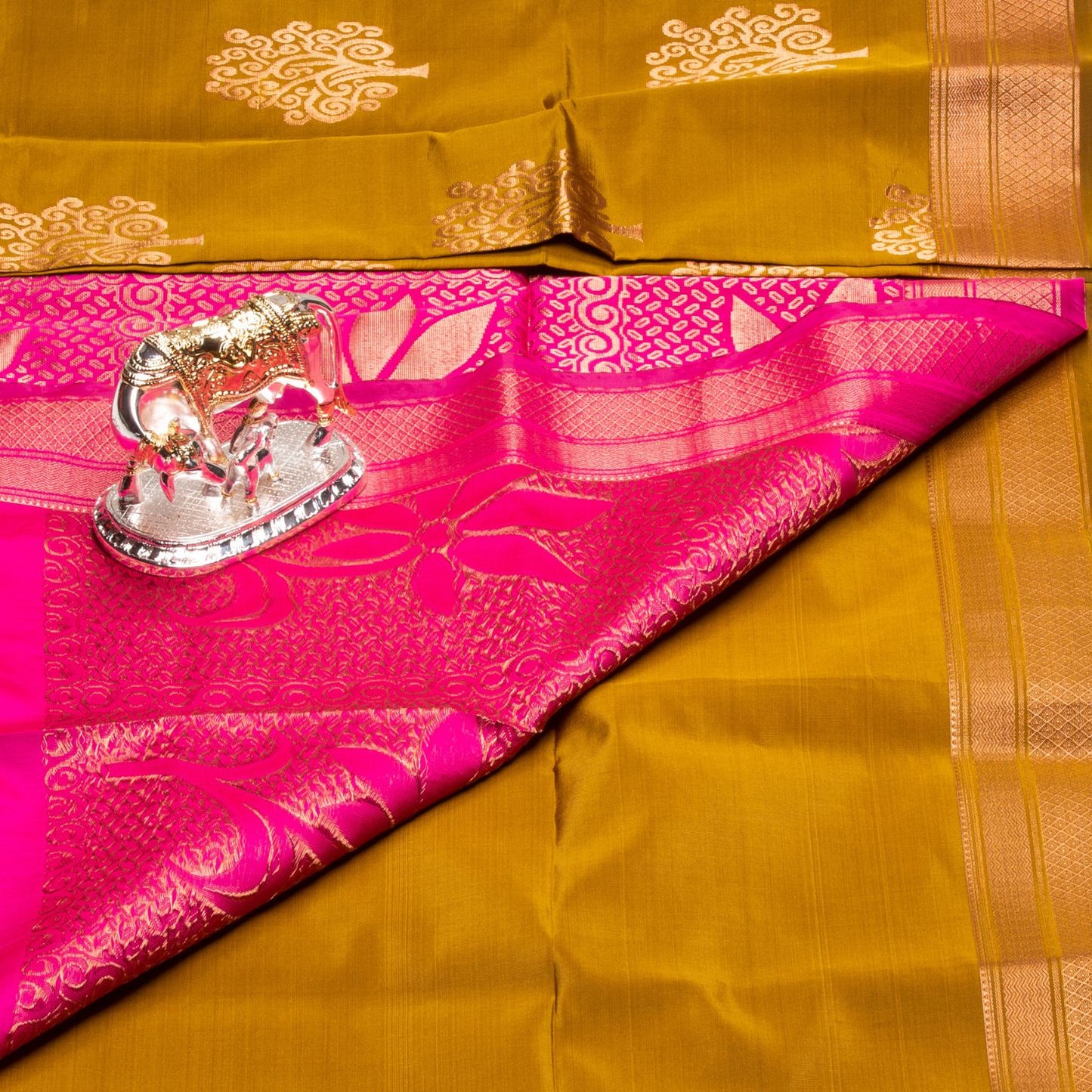 Kanchipuram Soft Thread Mustard Silk Saree | KA10048