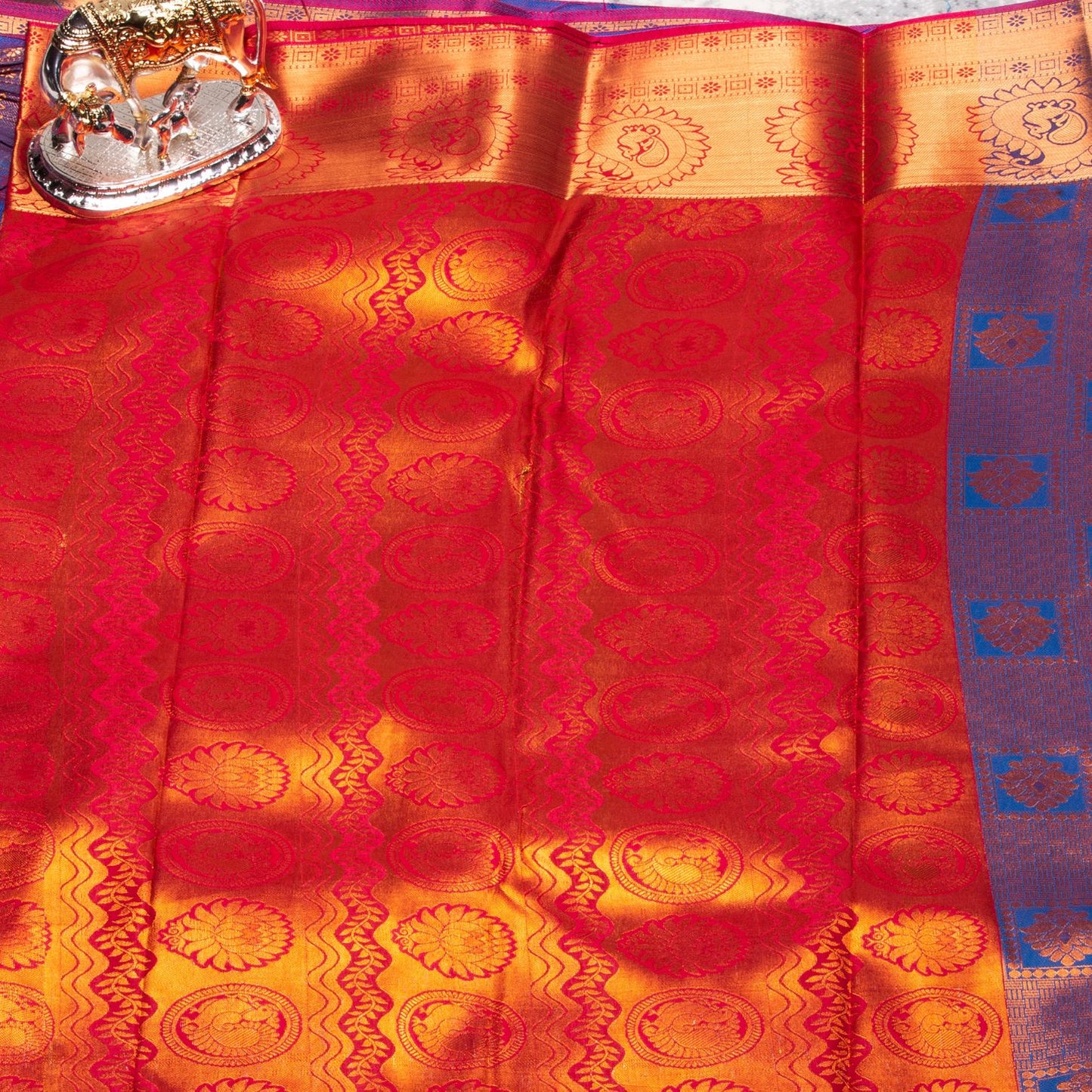 Kanchipuram Tissue Ananda Blue Silk Saree | KA10186