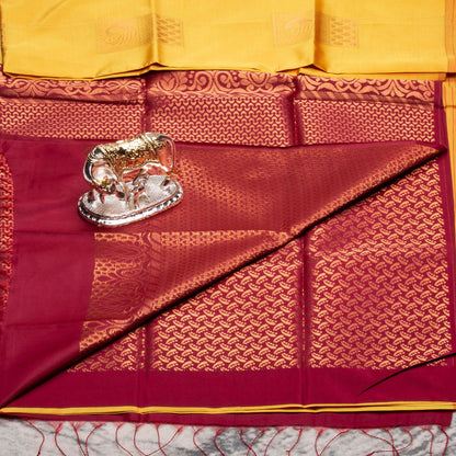 Kanchipuram Thread Yellow Silk Saree | KA10021