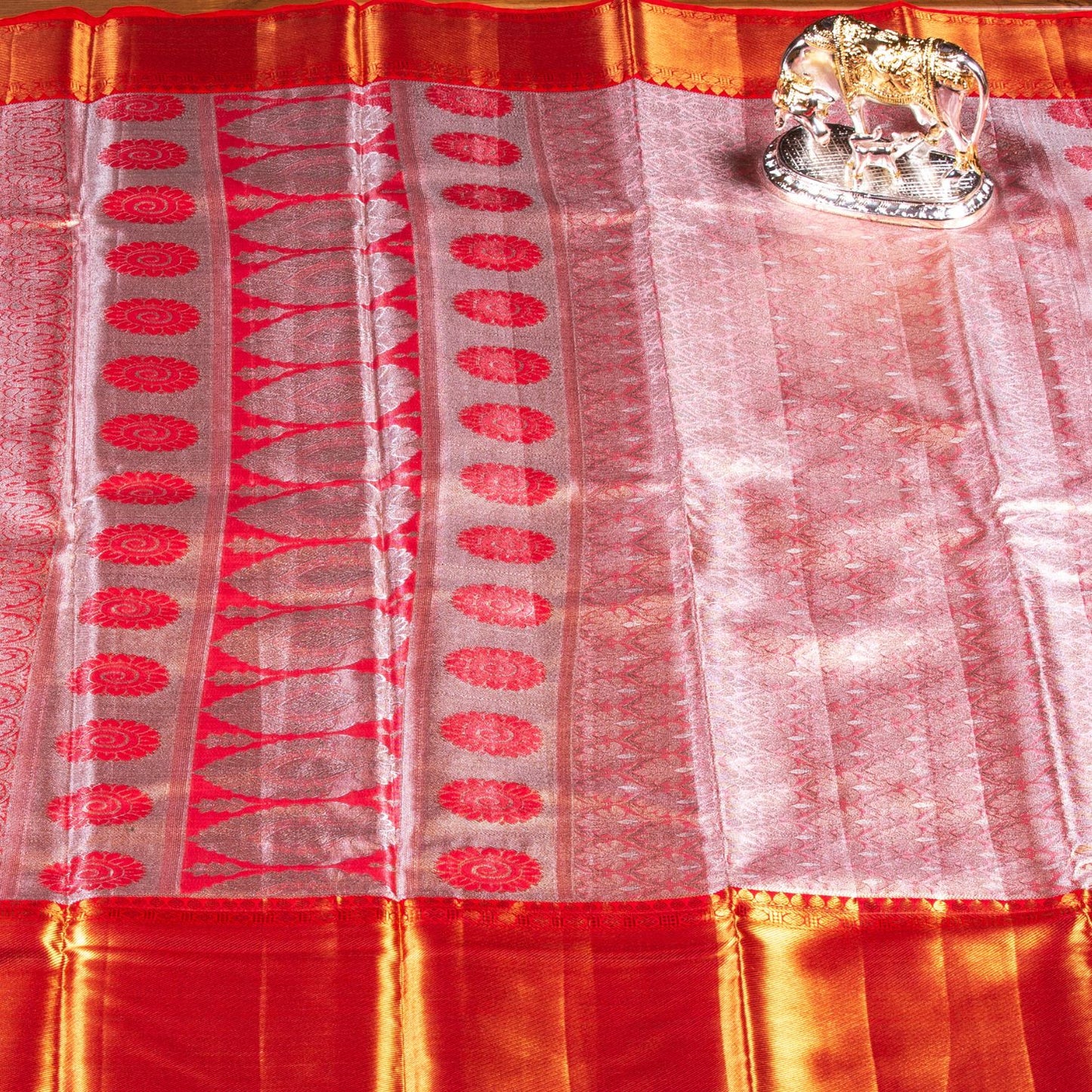 Kanchipuram Tissue Pista Green Silk Saree | KA10173