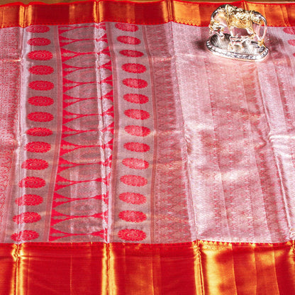 Kanchipuram Tissue Pista Green Silk Saree | KA10173