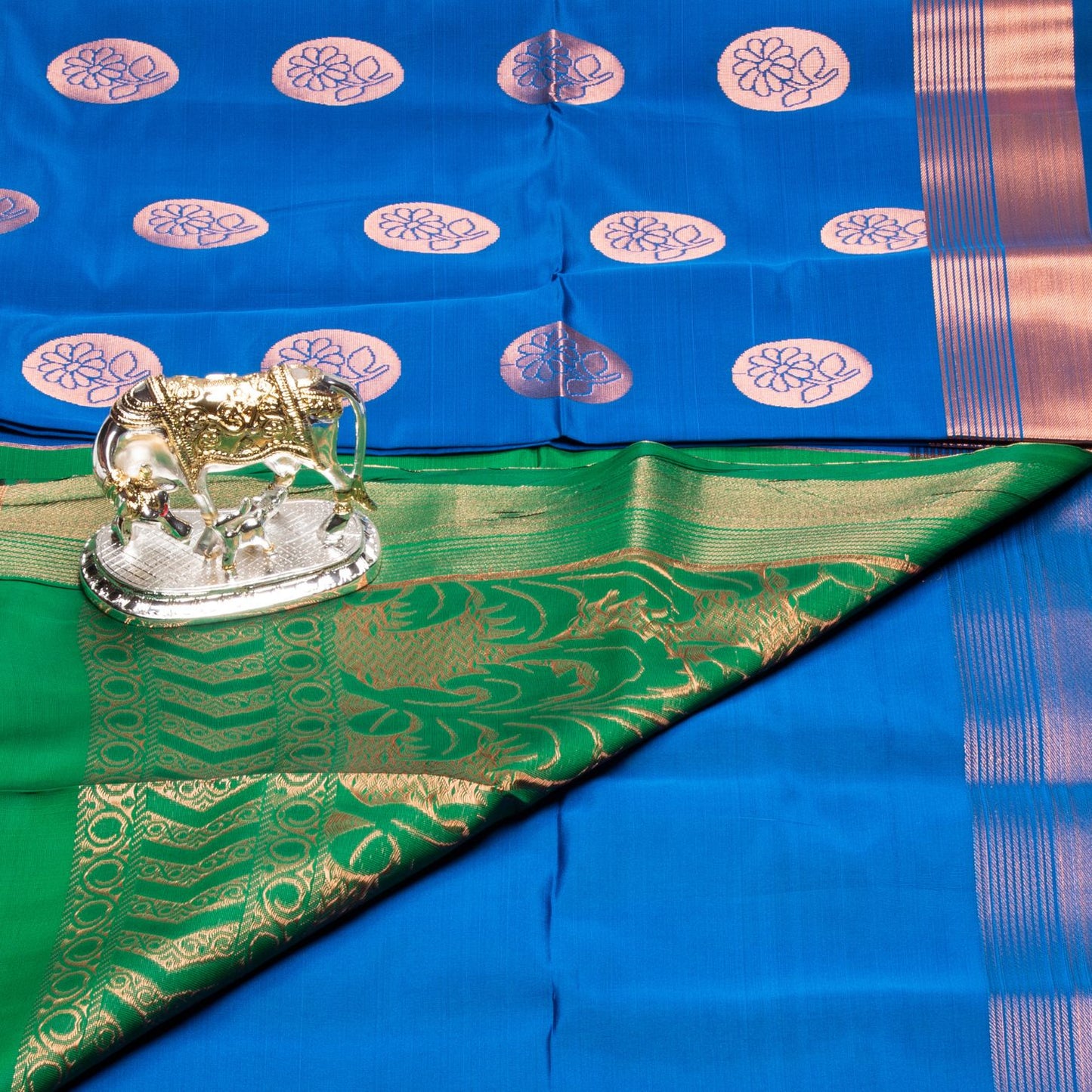 Kanchipuram Soft Thread Blue Silk Saree | KA10051