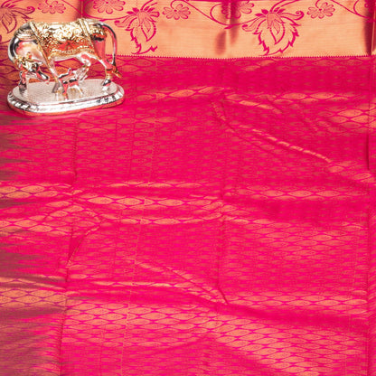 Kanchipuram Cotton Peacock Green Silk Saree | KA10199