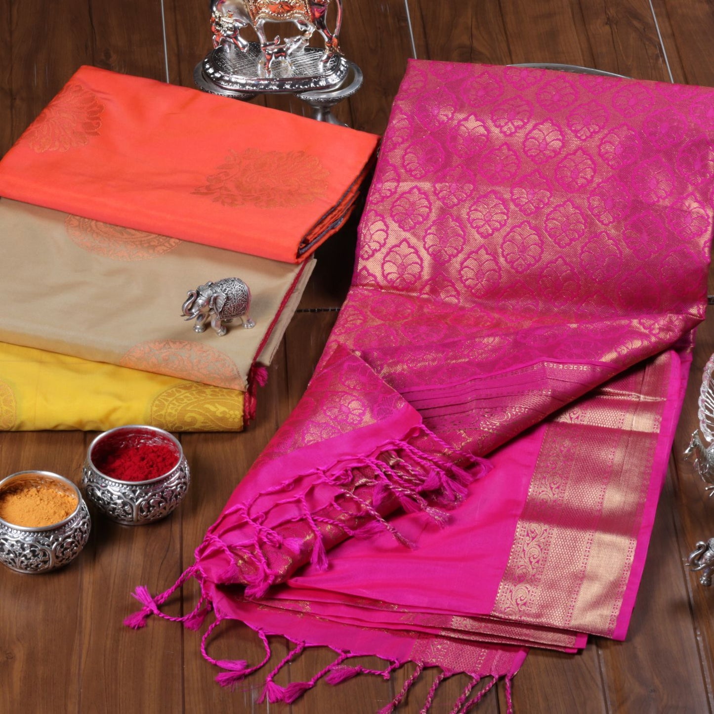 Kanchipuram Soft Rose Pink Silk Saree | KA10240