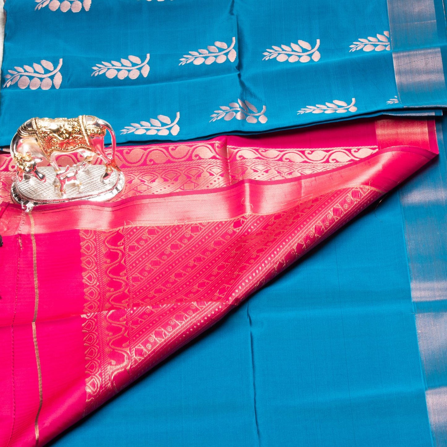 Kanchipuram Soft Thread Dark Sea Blue Silk Saree | KA10050
