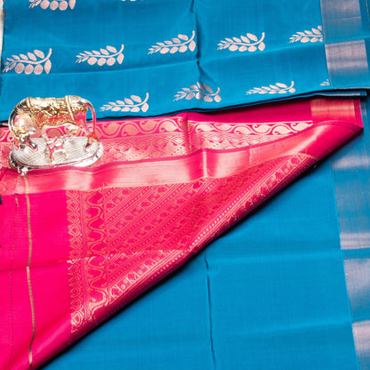 Kanchipuram Soft Thread Dark Sea Blue Silk Saree | KA10050