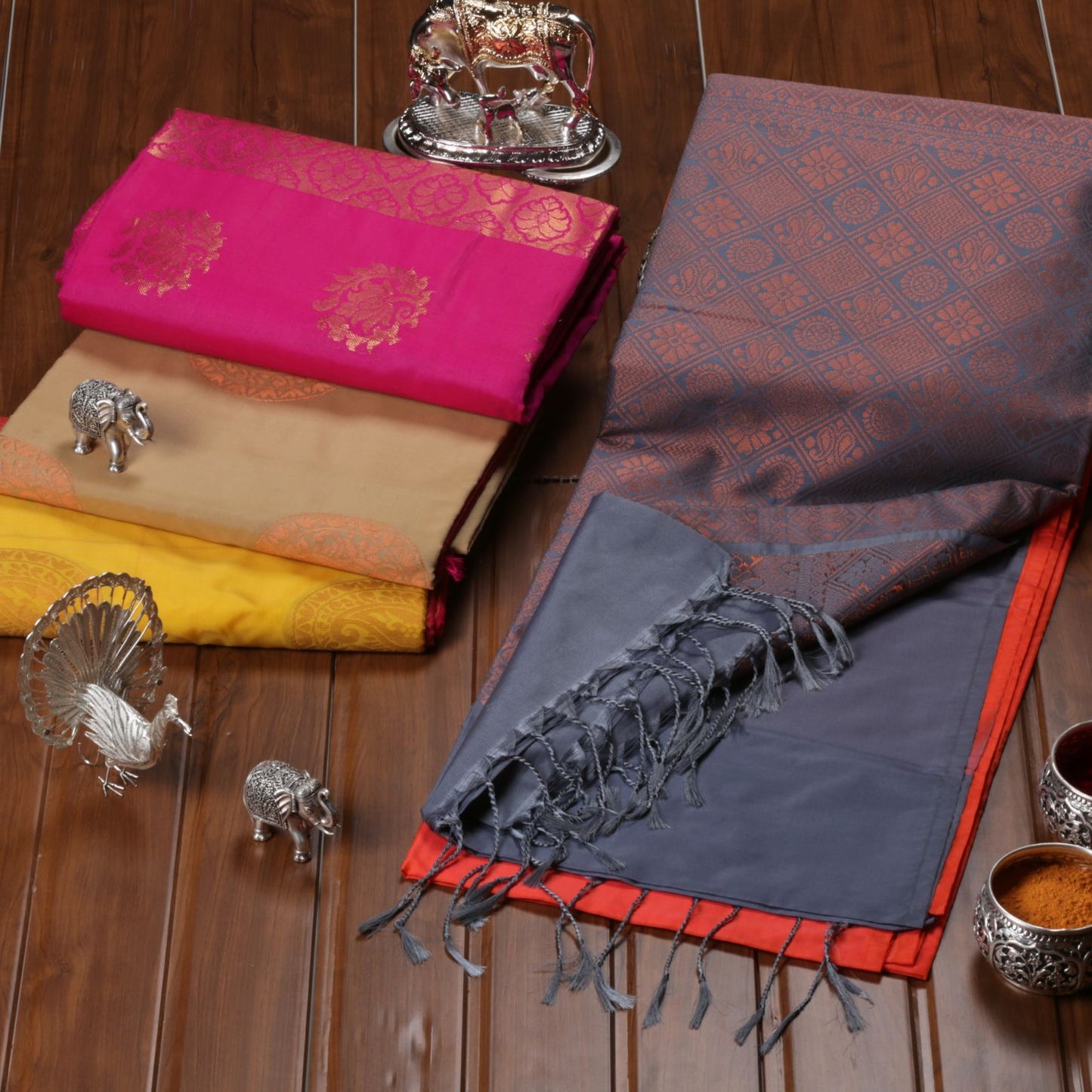 Kanchipuram Soft Orange Silk Saree | KA10241