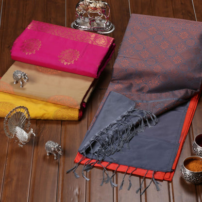 Kanchipuram Soft Orange Silk Saree | KA10241