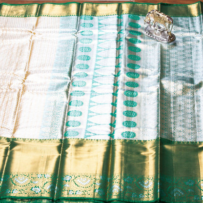 Kanchipuram Tissue Half White Gold Silk Saree | KA10170