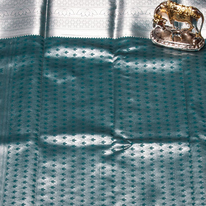 Silver Butta Green Silk Saree | KA10063