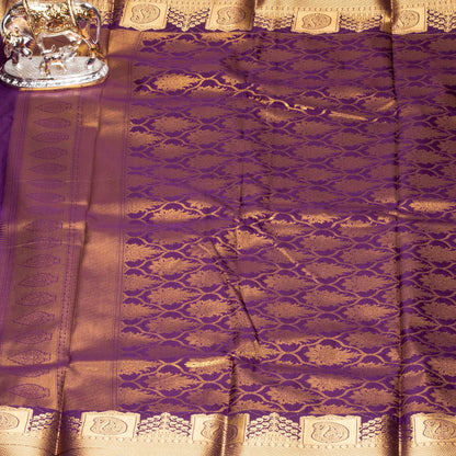 Kanchipuram Zary Brown Silk Saree | KA10103
