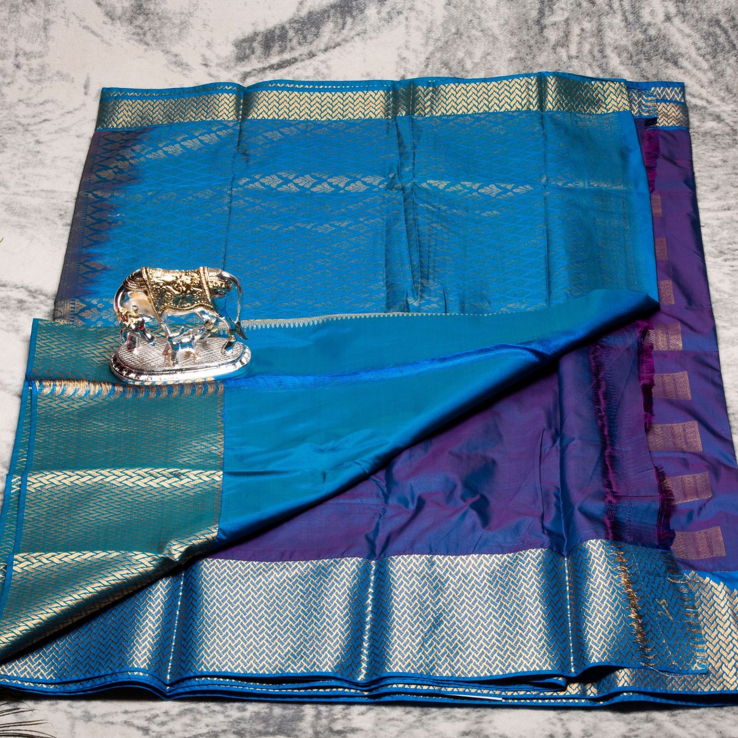 Kanchipuram Traditional Blue Silk Saree | KA10126