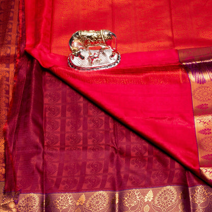 Kanchipuram Tissue Maroon Silk Saree | KA10181