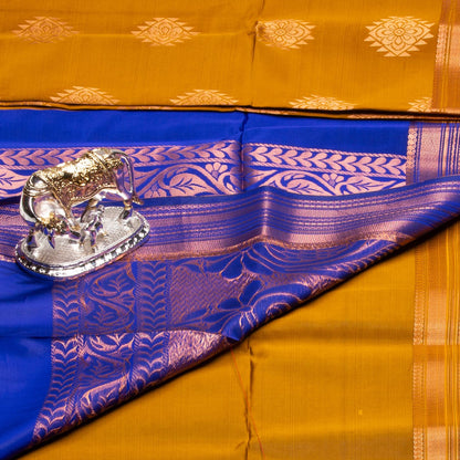 Kanchipuram Soft Thread Golden Rod Silk Saree | KA10044