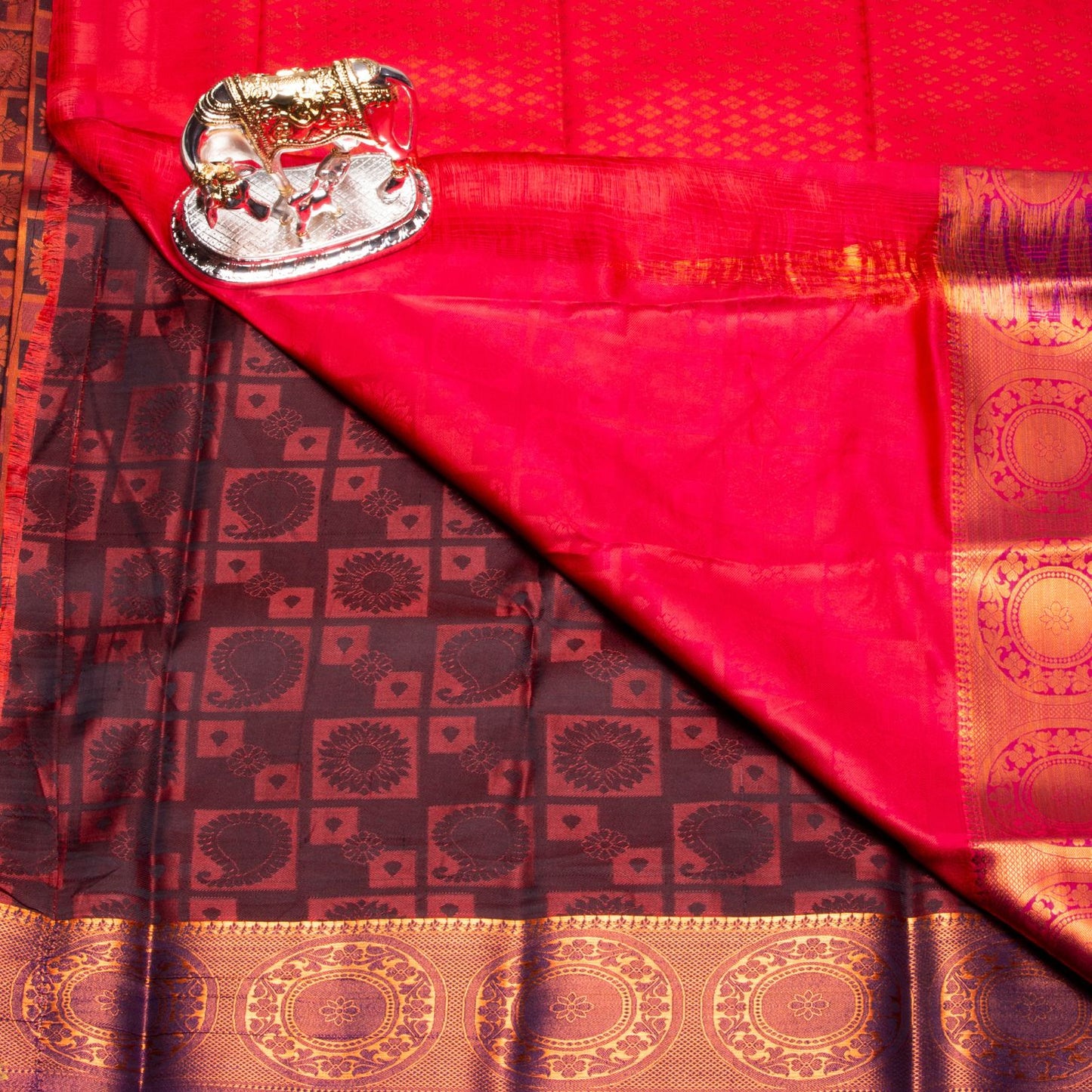 Kanchipuram Tissue Red Silk Saree | KA10194