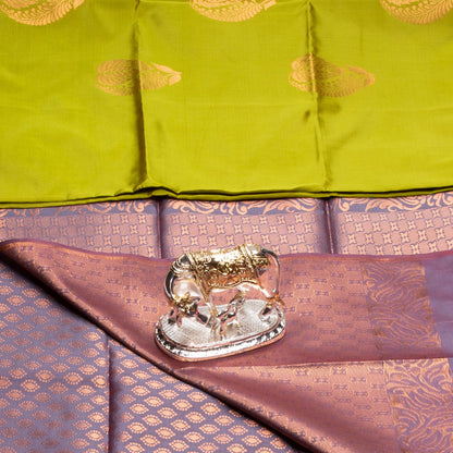 Kanchipuram Thread Parrot Green Silk Saree | KA10032