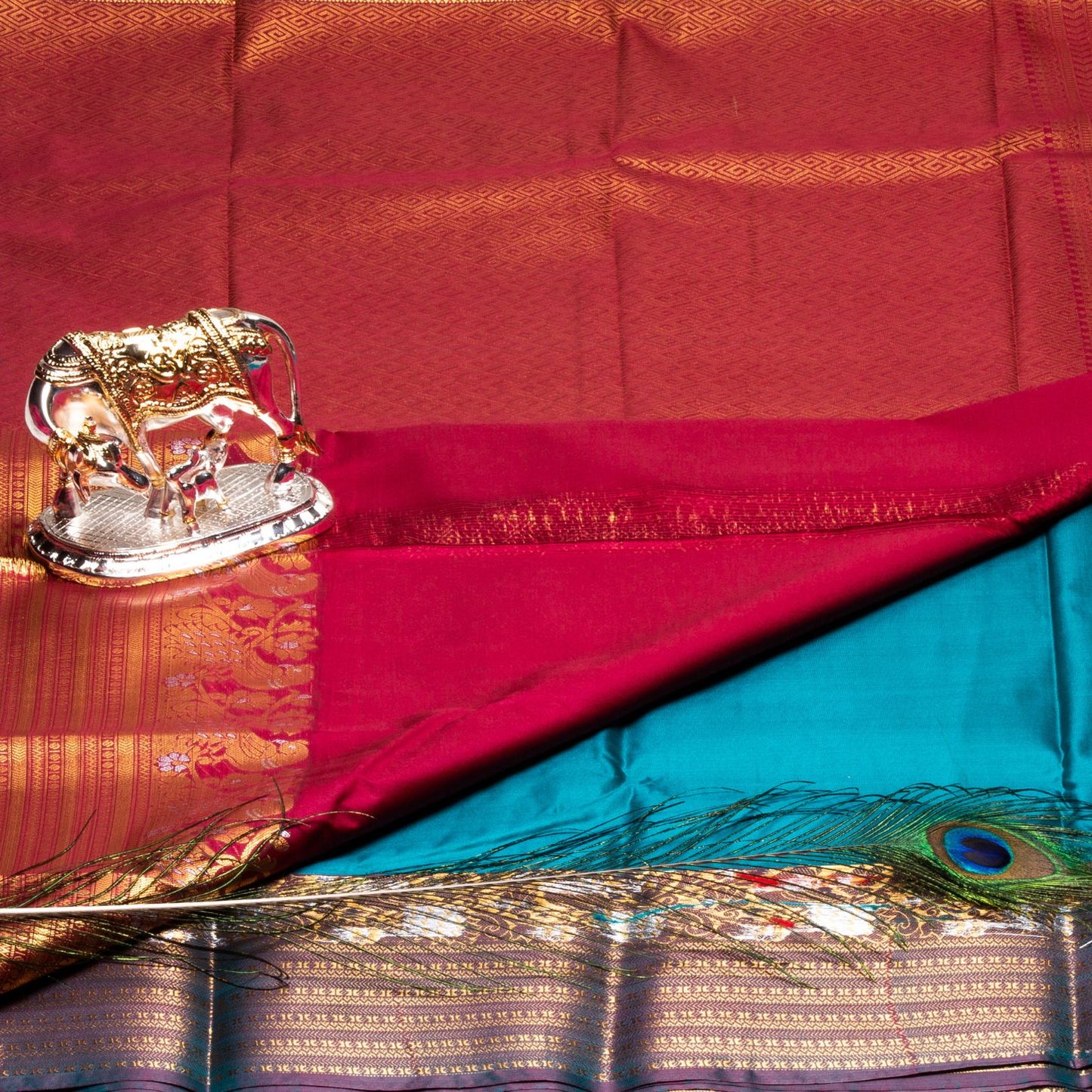 Kanchipuram Zary Terquious Green Silk Saree | KA10097