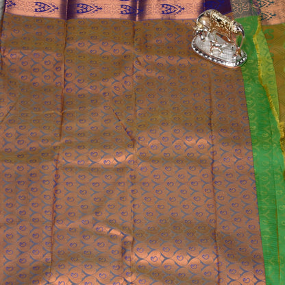 Kanchipuram Zary Green Yellow Silk Saree | KA10146